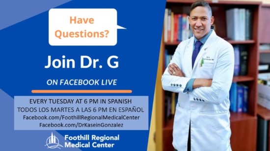 Dr G standing in front of a bookshelf asking if you have questions for his Facebook Live event.